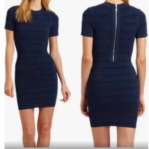 Torn By Ronny Kobo Ribbed Blue  Bodycon Mini Dress Short Sleeves Size S